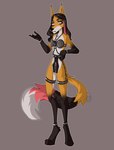 annoyed anthro black_hair chain_collar chastity_belt chastity_bra chastity_device collar cuff_bracelet digitigrade female hair long_hair simple_background solo standing yonic_chastity_device fuckhentai69 felicia_fox canid canine fox mammal 2020 hi_res