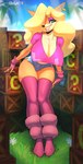 2022 absurd_res activision anthro bandicoot big_breasts blonde_hair breasts cleavage clothed clothing crash_bandicoot_(series) female hair hair_over_eye hi_res mammal marsupial one_eye_obstructed oughta solo tawna_bandicoot