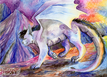 feral mountain solo sunset text walking fuzzymaro hybrid english_text painting_(artwork) traditional_media_(artwork) traditional_painting_(artwork) traditional_watercolor_(artwork) watercolor_(artwork)