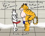 anthro clothing duo genitals inside jockstrap male male/male muscular muscular_male nipples penis text underwear white_body grolarbearsins david_ottoman bovid caprine felid goat mammal pantherine tiger 2020 english_text