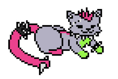 accessory alternative_fashion bracelet collar ear_piercing eyebrow_piercing facial_piercing feral fur furgonomic_piercing furgonomics jewelry lip_piercing male mohawk multicolored_body multicolored_fur piercing punk simple_background smile smug smug_expression smug_eyes smug_grin solo spiked_bracelet spiked_collar spikes sprite_art tail tail_accessory tail_piercing tailband white_background blarfolemule alcatraz_(blarfolemule) domestic_cat felid feline felis mammal digital_media_(artwork) hi_res pixel_(artwork)