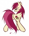 2012 anus butt cutie_mark earth_pony equid equine female feral flower friendship_is_magic genitals green_eyes hair hasbro horse kejifox mammal my_little_pony pink_hair plant pony pussy red_hair rose_(mlp) smile solo tail
