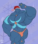 anthro big_muscles bulge christmas_clothing christmas_headwear clothing digit_ring gem hat headgear headwear holidays jewelry male mouthless muscular not_furry pecs protz quads ring santa_hat solo underwear wedding_ring kalt-jn christmas humanoid symbiote hi_res