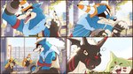 annoyed anthro blue_body blue_fur eyewear eyewear_on_head fur group humor imitating male scar sunglasses sunglasses_on_head text traffic_cone dahecksajerry bandai_namco digimon blackgrowlmon canid canine digimon_(species) gargomon human machgaogamon mammal 16:9 english_text hi_res widescreen