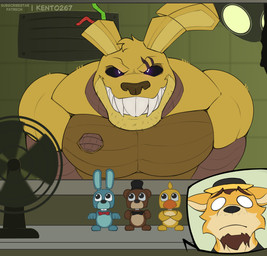 anthro duo evil_grin glowing glowing_eyes looking_at_viewer machine male male/male mature_male muscular muscular_male pecs smile kento267 five_nights_at_freddy's five_nights_at_freddy's_3 scottgames daxterdingo springdad_springtrap_(fnaf) springtrap_(fnaf) canid canine canis domestic_dog lagomorph leporid mammal rabbit robot hi_res