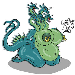 5_heads anthro areola belly big_belly big_breasts big_butt breasts butt female feral fetal_movement green_areola green_body green_nipples huge_belly huge_breasts huge_butt hyper hyper_breasts hyper_pregnancy multi_head nipple_piercing nipples piercing pregnant pregnant_anthro pregnant_female yellow_eyes mrblack_eye2 mythology camille_(krapopolis) dragon mythological_creature mythological_scalie reptile scalie snake hi_res