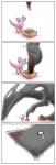 ambiguous_gender bird_wyvern box canes-cm capcom comic container dragon duo elder_dragon feral gogmazios hi_res jaggi monster_hunter mythological_creature mythological_scalie mythology reptile scalie simple_background size_difference solo tail white_background