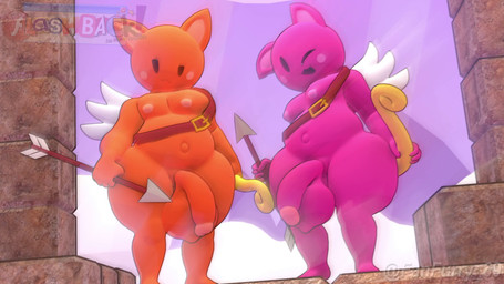 anthro anthro_on_anthro ass_to_ass backsack balls belly bent_over big_balls big_belly big_butt big_penis black_eyes bottom_heavy bouncing_balls bouncing_butt bouncing_penis bow_(weapon) brown_clothing butt butt_jiggle closed_smile clothing curvy_figure duo empty_eyes erection feathered_wings feathers feet floating_island flying front_view frown fur genitals glans glistening glistening_balls glistening_body glistening_butt glistening_eyes glistening_genitalia glistening_legs glistening_penis glistening_perineum glistening_skin glistening_thighs grass heart_symbol holding_arrow holding_bow_(weapon) holding_object holding_ranged_weapon holding_weapon huge_balls huge_butt huge_thighs humanoid_genitalia humanoid_penis hyper hyper_butt jiggling light looking_at_viewer looking_back looking_back_at_viewer looking_pleasured male male/male moobs mouth_closed multiple_angles navel nipples nude open_mouth open_smile orange_balls orange_body orange_ears orange_penis orange_perineum orange_skin outside penile penis perineum pink_balls pink_body pink_ears pink_glans pink_inner_ear pink_nipples pink_penis pink_perineum pink_skin plant presenting presenting_hindquarters ranged_weapon rear_view sash sky slightly_chubby slightly_chubby_anthro slightly_chubby_male smile standing stone_floor swinging_penis text thick_thighs twitter_handle underwear weapon wide_hips wings fanfurry nitrome twin_shot angel domestic_cat felid feline felis mammal 16:9 2026 3d_(artwork) 3d_animation 4k absurd_res animated artist_name colored digital_media_(artwork) english_text hi_res huge_filesize lighting long_playtime multiple_scenes no_sound shaded signature video widescreen