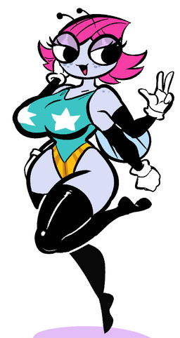 4_arms aged_up anthro clothing eyelashes female freckled_face freckled_shoulders freckles glistening_eyelids gloves handwear legwear leotard long_eyelashes multi_arm multi_limb solo thigh_highs newtype_hero disney the_buzz_on_maggie maggie_pesky arthropod insect