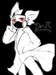 anthro cold doctor eyewear fluffy fur goggles gown looking_at_viewer male male_anthro mask pose red_eyes solo thinking thoughtful_expression white_body white_fur sharkitty changed_(video_game) dr._k_(changed) canid mammal character_name cool_colors signature