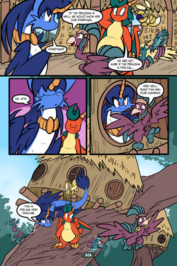 2_horns 4_panel_comic ambiguous_gender balloon balloon_with_face beak belly biped black_nose black_text blue_body blue_fur blue_hair blue_wings brown_body claws day dialogue door dot_eyes ellipsis eyebrows eyelashes eyes_closed feathered_wings feathers feral finger_claws flying fur green_body green_eyes group hair half-closed_eyes hand_behind_head holding_orb horn inflatable inside jewelry looking_at_another looking_at_partner motion_lines mouth_closed narrowed_eyes open_mouth orange_body orb outside page_number pendant pink_eyes plant question_mark red_eyes scales simple_eyes sky speech_bubble tail tail_feathers talking_to_another text toe_claws toony tree white_sclera window wings virmir mythology renbrand roko_kirihoko saida avian canid canine couatl dragon feathered_scalie feathered_snake fox mammal mythological_creature mythological_scalie reptile scalie snake 2025 absurd_res comic english_text hi_res