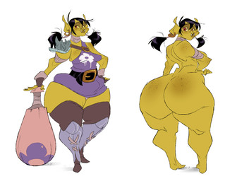 armor back_boob big_butt black_hair breasts butt clothed clothing club_(weapon) ear_piercing female fingerless_gloves freckles front_view fully_clothed gloves green_body green_skin hair hand_on_hip handwear huge_butt humanoid_pointy_ears legwear looking_at_viewer looking_back medium_breasts melee_weapon not_furry nude piercing pigtails pointy_ears rear_view red_eyes shoulder_guards simple_background slightly_chubby smile solo standing thick_thighs thigh_highs tusks weapon white_background wide_hips yellow_sclera slb orchidea_(slb) humanoid orc hi_res multiple_images