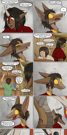 anthro black_eyes black_hair blue_eyes book brown_body brown_hair claws clothed clothing dialogue duo female feral fully_clothed fur hair horn house_ivenmoth_uniform humanoid_pointy_ears inside male open_mouth pointy_ears pupils red_body red_eyes shelf shelltooth slit_pupils solo speech_bubble tan_body tan_fur teeth text uniform whiskers yellow_eyes valsalia out-of-placers isher kalgkur kassen_akoll baxxid human hybrid mammal yinglet 2026 comic english_text hi_res
