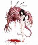 barefoot black_hair blade blood bodily_fluids body_horror breasts claws feet female genitals gore green_eyes grotesque hair monster_girl_(genre) mutation navel nightmare_fuel nipples nude pussy solo tail tail_blade teeth weapon_tail burunuu_(bullnukko) parasyte_(series) domo flesh_creature humanoid monster monstrous_humanoid parasyte