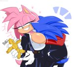 anthro big_breasts breast_smother breasts clothed clothing cosplay duo female green_eyes heart_symbol looking_at_another male simple_background smile smothering standing voodoo white_background jinu jujutsu_kaisen sega sonic_the_hedgehog_(series) amy_rose sonic_the_hedgehog eulipotyphlan hedgehog mammal hi_res