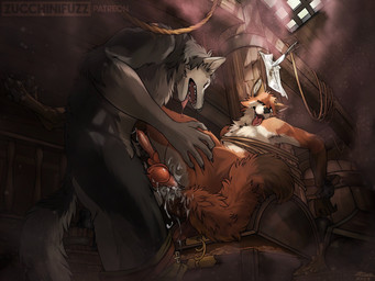 anal anal_penetration animal_genitalia animal_penis anthro anthro_on_anthro anthro_penetrated anthro_penetrating anthro_penetrating_anthro aroused balls barrel bdsm bodily_fluids bondage bound breath bucket butt canine_genitalia canine_penis cannonball clothing coin container corruption crate cum cum_in_ass cum_inside cum_while_penetrated cursed cursed_object digitigrade duo ejaculation erection excessive_cum excessive_genital_fluids feet fingers fur gas genital_fluids genitals gold_(metal) gold_coin half-closed_eyes knife knot lock locked male male/male male_penetrating narrowed_eyes nude open_mouth panting paws penetration penile penis pirate poster prisoner questionable_consent restraints rope rope_bondage sex ship sky stocks tail teeth tied_to_pole toes tongue tongue_out treasure treasure_chest treasure_hoard undressed vehicle wanted_poster watercraft zucchinifuzz canid canine canis fox mammal wolf 4:3 digital_media_(artwork) hi_res