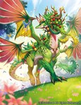 ambiguous_gender claws feral flower food fruit group plant quadruped tail wings kemokemono bushiroad cardfight!!_vanguard mythology avian bird dragon elemental_creature flora_fauna mythological_creature mythological_scalie scalie official_art