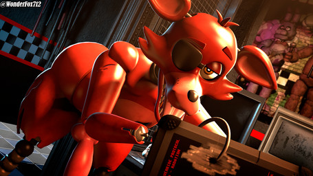 animal_genitalia animal_penis anthro big_butt butt canine_genitalia canine_penis eye_patch eyewear genitals hook hook_hand machine male office penis solo tablet wonderfox712 mishuyuu_(modeler) five_nights_at_freddy's scottgames foxy_(fnaf) animatronic canid canine fox mammal robot 16:9 3d_(artwork) digital_media_(artwork) hi_res source_filmmaker_(artwork) widescreen