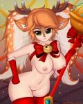 bell breasts female jingle_bell mostly_nude nipples ribbons solo anxiety-chan league_of_legends riot_games tencent poppy_(lol) snow_fawn_poppy_(lol) deer humanoid mammal new_world_deer reindeer yordle 4:5 absurd_res hi_res