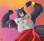 adastra adastra_(series) amicus_(adastra) anthro biceps canid canine canis echo_project flexing fur hi_res male mammal muscular muscular_anthro muscular_male navel nipples obenpanda pecs solo wolf