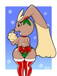 anthro big_breasts big_butt breasts brown_body brown_fur butt camel_toe christmas_clothing christmas_headwear clothed clothing female fur headgear headwear holidays holly_(plant) looking_at_viewer looking_back plant presenting presenting_hindquarters rear_view ribbons smile smiling_at_viewer solo tail thick_thighs topless topless_female wide_hips el_senor_erizo christmas nintendo pokemon generation_4_pokemon lagomorph lopunny mammal pokemon_(species) hi_res