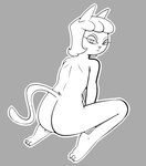 anthro big_butt butt female hair looking_at_viewer nude resting_bitch_face simple_background solo tail gold-white-kott a_kitty_bobo_show cartoon_network maggie_(kitty_bobo) domestic_cat felid feline felis mammal digital_media_(artwork) hi_res monochrome