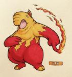 2016 2_toes 3_fingers alternate_color ambiguous_gender anthro belly biped black_eyes claws drowzee english_text fakemon featureless_crotch feet fingers fire firefightdex front_view full-length_portrait generation_1_pokemon gesture hand_gesture hand_on_belly hatching_(art) hi_res looking_at_viewer magic_user mammal marco_fanjul marker_(artwork) mixed_media multicolored_body multicolored_skin nintendo nude open_mouth orange_body orange_claws orange_skin overweight overweight_ambiguous overweight_anthro pen_(artwork) pink_tongue pointing pokemon pokemon_(species) portrait red_body red_skin shaded shadow simple_background solo standing text toe_claws toes tongue toony traditional_media_(artwork) trunk two_tone_body two_tone_skin white_background
