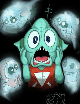 black_background blue_body blue_eyes clothed clothing female group looking_at_viewer male open_mouth scared sharp_teeth simple_background teeth tongue todera1186421 cult_of_the_lamb luigi's_mansion mario_bros massive_monster_(studio) nintendo aza_(cult_of_the_lamb) kallamar_(cult_of_the_lamb) keru_(cult_of_the_lamb) rami_(cult_of_the_lamb) temi_(cult_of_the_lamb) aquatic bovid caprine cephalopod coleoid ghost mammal mollusk octopodiform octopus sheep spirit 2025 crossover sibling_(lore) sister_(lore) sisters_(lore) twins_(lore)
