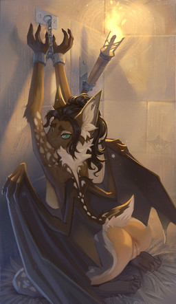 anthro arms_above_head biped breasts brown_body brown_fur brown_hair butt chain cuff_(restraint) dildo dungeon ear_piercing ear_ring eyebrows female fixed_toy flesh_tunnel fur furgonomic_piercing furgonomics gauged_wing genitals green_eyes hair hay industrial_piercing inner_ear_fluff iron_chair iron_cuffs kneeling medium_breasts membrane_(anatomy) membranous_wings metal_cuffs narrowed_eyes natural_breasts navel neck_tuft nipples nude piercing pivoted_ears restrained restraints ring_piercing scut_tail sex_toy short_tail solo stone_wall tail tan_body tan_fur teeth torch torch_light tuft vulva wall_(structure) wall_mounted_dildo wing_piercing wings temils robin_(brownborb) bat mammal 2025 digital_media_(artwork) hi_res signature