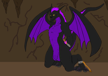 3_toes balls bdsm bondage bound cave chain chained claws feet flaccid genitals glowing glowing_eyes grin hair long_ears male membrane_(anatomy) membranous_wings non-mammal_balls nude penis purple_hair smile smirk solo submissive submissive_male tail toe_claws toes wings yellow_eyes gunzcon heratio1000 american_dragon:_jake_long disney european_mythology mythology dark_dragon_(american_dragon) dragon mythological_creature mythological_scalie scalie western_dragon
