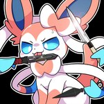 :3 >:3 ambiguous_feral ambiguous_gender big_ears blue_inner_ear blue_sclera bodily_fluids bow_(feature) dagger ear_bow feral front_view fur holding_dagger holding_knife holding_melee_weapon holding_object holding_weapon kemono knife kunai leg_markings licking markings melee_weapon monotone_tail multicolored_body multicolored_ears multicolored_fur pink_body pink_ears pink_fur pink_tail pink_tongue quadruped ribbons simple_background sitting socks_(marking) solo sweat sweatdrop tail tongue tongue_out transparent_background two_tone_body two_tone_ears two_tone_fur weapon white_body white_eyes white_fur plumflavor nintendo pokemon eeveelution generation_6_pokemon mammal pokemon_(species) sylveon 1:1 2024 alpha_channel colored digital_media_(artwork) portrait shaded simple_shading three-quarter_portrait