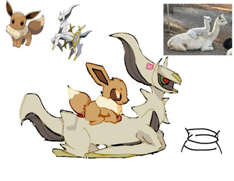 ambiguous_gender duo ear_piercing ear_tag female feral fur gold_(metal) gold_hooves hooves loaf loafing piercing resting side_view simple_background white_background white_body white_fur reiesp_(artist) game_freak nintendo pokemon arceus camelid canid canine deity eevee fox generation_1_pokemon generation_4_pokemon legendary_pokemon llama mammal pokemon_(species) colored hi_res reference_image shaded shaded_line_art tagme