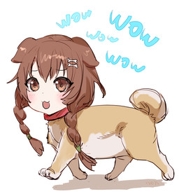 :3 blush braided_hair brown_eyes brown_hair eyebrows eyelashes female feral fur hair humanoid_face paws quadruped simple_background solo tail tan_body tan_fur white_background bow_(artist) hololive vtuber inugami_korone animal_humanoid canid canid_humanoid canine canine_humanoid canis dog_humanoid domestic_dog humanoid mammal mammal_humanoid