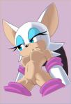 anthro bat_wings blue_eyes breasts clothing eyelashes eyeshadow female fur genitals gloves handwear makeup membrane_(anatomy) membranous_wings nipples pink_background pussy simple_background solo white_body white_fur wings kalk427 sega sonic_the_hedgehog_(series) rouge_the_bat bat mammal hi_res