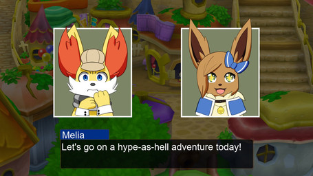 blue_clothing brown_body brown_fur brown_hair brown_inner_ear clothing dialogue fur grey_scarf hair hat headgear headwear inner_ear_fluff multicolored_ears open_mouth red_ears red_inner_ear red_inner_ear_fluff scarf smile star_pupils tan_body tan_clothing tan_fur tan_hat tan_headwear text tuft two_tone_ears white_body white_fur yellow_ears fokkorev nintendo pokemon pokemon_mystery_dungeon spike_chunsoft aeren_(fokkorev) melia_(fokkorev) eevee fennekin generation_1_pokemon generation_6_pokemon pokemon_(species) 16:9 english_text hi_res widescreen