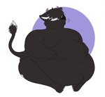 2_horns 3_toes 4_fingers anthro bangs belly belly_rolls big_belly black_body black_fur black_hair black_nose black_tail black_tail_tuft brown_horn circle fat_arms featureless_chest feet fingers fur geometric_background hair hair_over_eyes hand_on_own_belly horn male male_anthro moobs multicolored_hair navel obese obese_anthro obese_male open_mouth overweight overweight_anthro overweight_male sighing simple_background sitting solo tail tail_tuft toes tuft two_tone_hair white_background white_hair white_inner_ear theannoyingnpc jude_(queenfreddy) bovid bovine cattle mammal 2019 digital_drawing_(artwork) digital_media_(artwork) english_description flat_colors