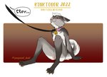 anthro bdsm bell blush breasts claws collar curled_tail female leash obedient petplay roleplay shaking shivering sitting slim small_breasts solo tail sare_(artist) sare_(character) hi_res