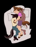 anthro cuddling female female/female group happy hug hugging_object hugging_pillow male male/female pillow sleeping sleeping_together sleepwear trio battycat charlotte_(battycat) herbert_(battycat) sunny_(battycat) canid canine canis domestic_cat domestic_dog felid feline felis mammal mustelid musteline true_musteline weasel alpha_channel hi_res