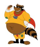 anthro belly captain_rescue clothed clothing male overweight overweight_anthro overweight_male solo teeth sewergator adventures_of_sonic_the_hedgehog sega sonic_the_hedgehog_(series) captain_rescue_(character) mammal procyonid raccoon hi_res