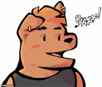 anthro barking black_clothing black_nose black_shirt black_tank_top black_topwear blush brown_body brown_fur clothing dot_eyes ear_piercing ear_ring fur male open_mouth piercing pink_blush pink_tongue ring_piercing shirt simple_background simple_eyes snout solo tank_top text tongue topwear white_background tohfu tohfu_(tohfu) canid canine canis domestic_dog mammal 2023 2_frame_animation animated english_text half-length_portrait low_res portrait short_playtime