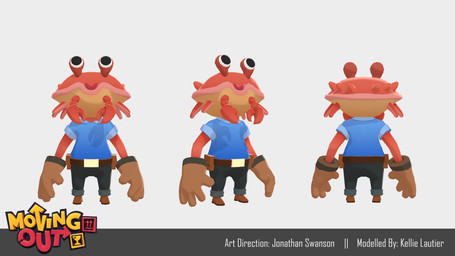 4_arms 4_fingers 8_legs anthro belt belt_buckle black_bottomwear black_clothing black_eyes black_pants blue_clothing blue_shirt blue_topwear bottomwear brown_belt brown_body brown_clothing brown_footwear brown_gloves brown_handwear brown_shoes brown_skin buckle closed_smile clothed clothed_anthro clothed_male clothing fingers footwear front_view fully_clothed fully_clothed_anthro fully_clothed_male gloves handwear male male_anthro mouth_closed multi_arm multi_limb noseless pants pincers rear_view red_body red_skin shirt shoes simple_background smile smiling_at_viewer solo standing text title topwear turnaround utility_belt white_background kellie_lautier moving_out_(series) clawdius arthropod crab crustacean decapod malacostracan 16:9 2021 3d_(artwork) 4k absurd_res artist_name autodesk_maya_(artwork) colored digital_media_(artwork) english_description english_text hi_res official_art shaded unity_(artwork) widescreen