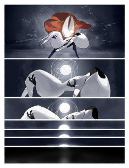 anthro biped black_body black_eyes carrying_another cloak clothing detailed_background dialogue duo empty_eyes eyes_closed female female_anthro female_humanoid gash holding_another hornet's_needle mouthless orb red_cloak red_clothing silk speech_bubble talking_to_another text unconscious white_body white_eyes wounded darkdog hollow_knight:_silksong hollow_knight_(franchise) team_cherry hornet_(hollow_knight) lace_(hollow_knight:_silksong) arthropod humanoid 2025 absurd_res comic digital_drawing_(artwork) digital_media_(artwork) english_text hi_res sequence
