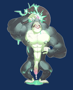 anthro big_muscles biped bodily_fluids brain foreskin genital_fluids genitals half-erect huge_muscles humanoid_genitalia humanoid_hands humanoid_penis male muscular muscular_anthro muscular_male nude organs penis precum simple_background solo standing transparent_background vein veiny_muscles veiny_penis floatiesoda cartoon_network powerpuff_girls rocko_socko ape gorilla haplorhine mammal primate alpha_channel