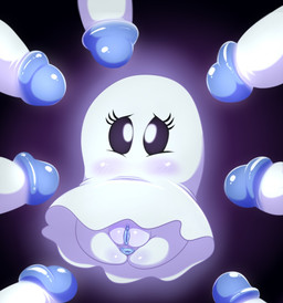 anus bedsheet_ghost blush clitoris disembodied_penis erection faceless_character faceless_male female genitals group male not_furry penis solo_focus vulva lonbluewolf ghost spirit 2018 hi_res