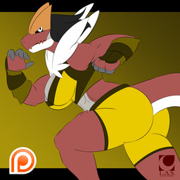 abs anthro anthrofied big_butt black_hair black_sclera bottomwear bra breasts brown_body brown_scales butt cleavage clothed clothing female fur gloves green_background hair handwear long_hair looking_at_viewer muscular muscular_female non-mammal_breasts orange_body orange_scales patreon_logo pokemorph running scales shorts side_view simple_background solo sports_bra text tight_clothing underwear white_body white_eyes white_fur lunisnightwind nintendo patreon pokemon dinosaur fossil_pokemon generation_6_pokemon pokemon_(species) prehistoric_species reptile scalie tyrantrum 1:1 2017 english_text watermark
