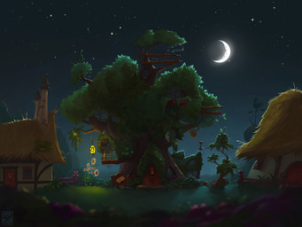 detailed_background moon plant ponyville scenery star telescopes tree twilight's_library wood zero_pictured minibot-1 hasbro my_little_pony 4:3 hi_res