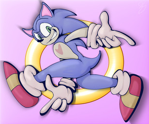 4_fingers 6_fingers anthro blue_body blue_fur clothing fingers footwear fur gloves green_eyes handwear heart_(marking) looking_at_viewer male markings quills_(anatomy) ring shoes smile solo teeth thick_thighs helloimfurry sega sonic_the_hedgehog_(series) b2y.exe_(helloimfurry) eulipotyphlan hedgehog mammal cross-hatching hatching_(art) hi_res shaded