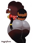 afro anthro bell big_butt bottomwear bracelet butt clothing jewelry looking_at_viewer male presenting presenting_hindquarters shorts solo teapot_(body_type) thick_thighs tragicfame gambaina_(character) ailurid mammal red_panda hi_res