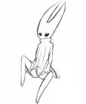 anthro black_body black_eyes clothed clothing dress empty_eyes featureless_limbs female genitals horn presenting pussy simple_background solo white_background white_horn kdd hollow_knight team_cherry hornet_(hollow_knight) arthropod humanoid hi_res monochrome