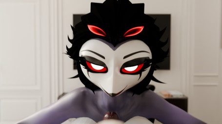 anthro duo female female_focus first_person_view genitals glans looking_at_viewer male male/female male_pov penis purple_body red_eyes red_sclera solo_focus white_face b3tx samzan_(modeler) hellaverse helluva_boss stolas_(helluva_boss) avian avian_demon bird owl owl_demon 16:9 3d_(artwork) digital_media_(artwork) hi_res preview widescreen